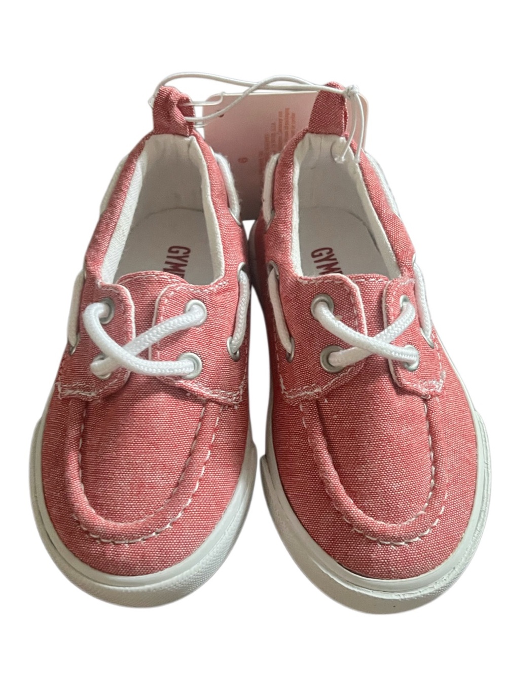 Gymboree Coral Red Denim Canvas Kids Boat Shoes Sz 6